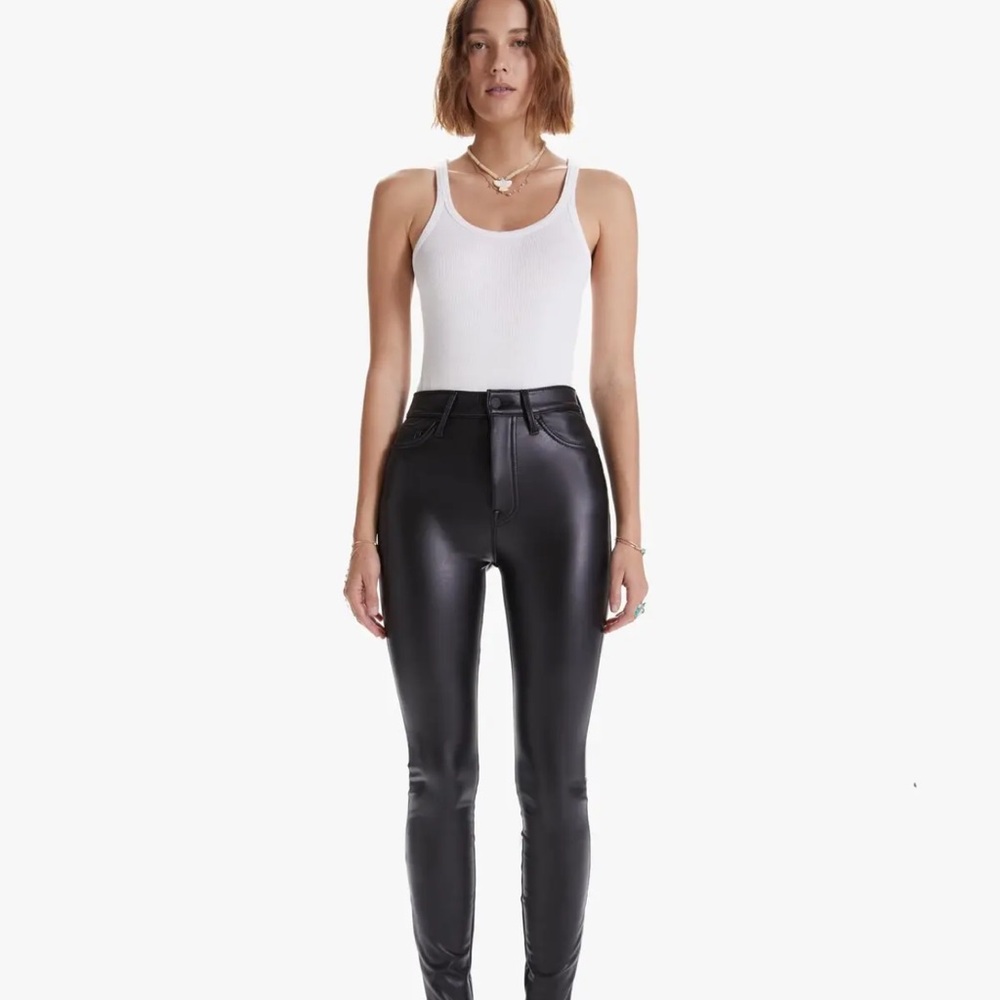 MOTHER Black Faux Leather Straight Leg women’s pants size 30